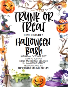 Halloween Border Bash Trunk or Treat 11x14: Halloween Border Bash Trunk or Treat