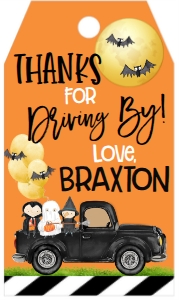 Halloween Truck 7x5 Party Parade Favor Tag: Halloween Truck 7x5 Party Parade