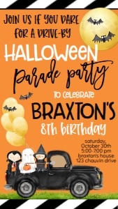 Halloween Truck 7x5 Party Parade Text Invite: Halloween Truck 7x5 Party Parade