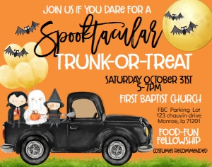 Halloween Trunk or Treat 14x11 Poster: Halloween Truck Trunk or Treat