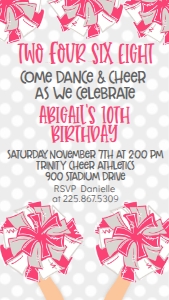 Birthday Cheer and Celebrate Pink Text Invite: Birthday Cheer and Celebrate Pink