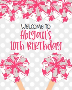 Birthday Cheer and Celebrate Pink Welcome Sign 8x10: Birthday Cheer and Celebrate Pink