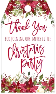 Christmas Party Red Floral Favor Tag: Christmas Party Red Floral