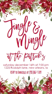 Christmas Jingle & Mingle Red Floral Text Invite: Christmas Jingle & Mingle Red Floral