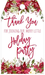 Christmas Holiday Party Red Floral Favor Tag: Christmas Holiday Party Red Floral