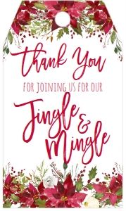 Christmas Jingle & Mingle Red Floral Favor Tag: Christmas Jingle & Mingle Red Floral