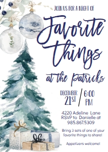 Christmas Favorite Things Holiday Party Invite Blues: Christmas Favorite Things Holiday Party Invite Blues