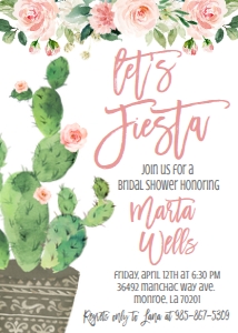 Bridal Shower Cactus Lets Fiesta Floral design preview
