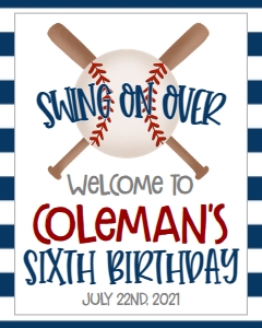 Birthday Baseball Bat X Welcome Sign 8x10: Birthday Baseball Bat X
