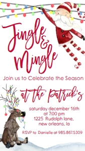 Christmas Jingle & Mingle Silly Santa Text Invite: Christmas Jingle & Mingle Silly Santa