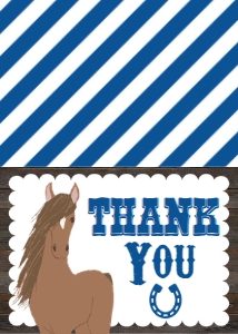 Birthday Horse Blue Thank You: Birthday Horse Blue