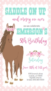 Birthday Horse Pink Dot Text Invite: Birthday Horse Pink Dot