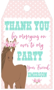 Birthday Horse Pink Dot Favor Tag: Birthday Horse Pink Dot