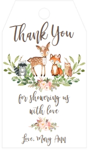 Baby Shower Woodland Animal Greenery Invitation NO SPD Favor Tag: Baby Shower Woodland Animal Greenery Invitation 547480353