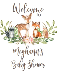 Baby Shower Woodland Animal Greenery Invitation NO SPD Welcome Sign 8x10: Baby Shower Woodland Animal Greenery Invitation 547480353