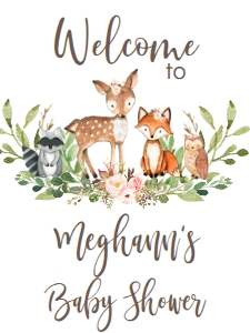 Baby Shower Woodland Animal Greenery Invitation NO SPD Welcome Sign 18x24: Baby Shower Woodland Animal Greenery Invitation 547480353