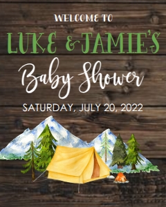 Baby Shower Adventure Mountain Camping Welcome Sign 8x10: Baby Shower Adventure Mountain Camping Welcome Sign