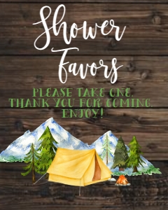 Baby Shower Adventure Mountain Camping  Shower Favors Sign 8x10: Baby Shower Adventure Mountain Camping Welcome Sign