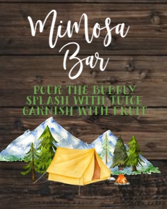 Baby Shower Adventure Mountain Camping Mimosa Bar Sign 8x10: Baby Shower Adventure Mountain Camping Welcome Sign