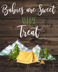 Baby Shower Adventure Mountain Camping Sweet Treats Sign 8x10: Baby Shower Adventure Mountain Camping Welcome Sign