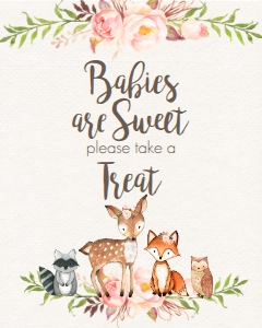 BSS Woodland Pink Floral Sweet Treats Sign: BSS Woodland Pink Floral Welcome