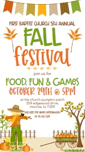 Fall Festival Scarecrows Banner Text Invite: Fall Festival Scarecrows Banner