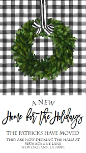 Christmas Wreath New Home Plaid Invite Text Invite: Christmas Wreath New Home Plaid Invite