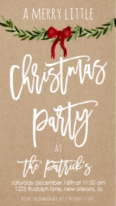 Christmas Party Kraft Merry Little Invitation Text Invite: Christmas Party Kraft Merry Little Invitation