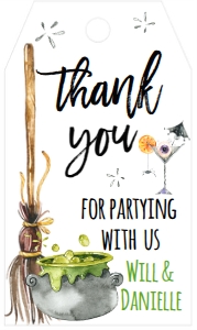 Halloween Witch Boos and Brews Broom 2 Favor Tag: Halloween Witch Boos and Brews Broom 2 Invite