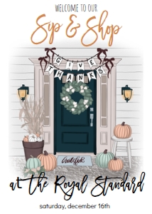 Thanksgiving Fall Door Sip and Shop Welcome Sign 8x10: Thanksgiving Fall Door Sip and Shop Invitation