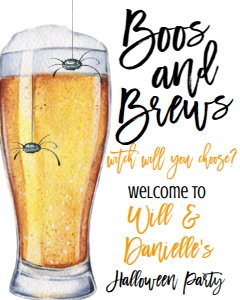 Halloween Boos and Brews Beer Welcome Sign 8x10: Halloween Boos and Brews Beer Invite