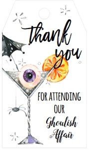 Halloween Costumes and Cocktails Ghoulish Favor Tag: Halloween Costumes and Cocktails Invitation