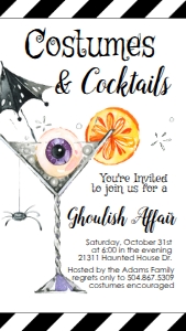 Halloween Costumes and Cocktails Ghoulish Text Invite: Halloween Costumes and Cocktails Invitation