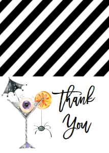 Halloween Costumes and Cocktails Ghoulish Thank You: Halloween Eat Drink & Be Scary Invite