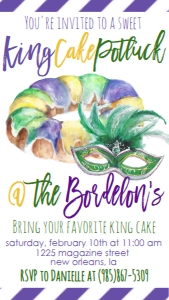 Mardi Gras King Cake Potluck 2 Text Invite: Mardi Gras King Cake Potluck 2