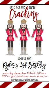 Birthday Christmas Nutcracker Floss Text Invite: Birthday Christmas Nutcracker Floss Invitation