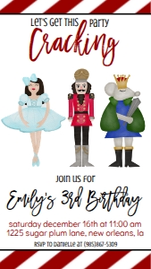 Birthday Christmas Nutcracker Ballerina Mouse Text Invite: Birthday Christmas Nutcracker Ballerina Mouse Invitation