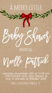 Baby Shower Christmas Kraft Text Invite: Baby Shower Christmas Kraft Invitation 556028528