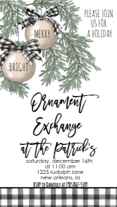 Christmas Party Buffalo Plaid Ornament Exchange Text Invite: Christmas Party Buffalo Plaid Ornament Exchange Invite