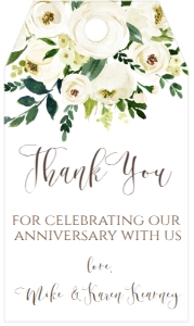 Anniversary White Floral Wreath 50 Favor Tag: Anniversary White Floral Wreath 50