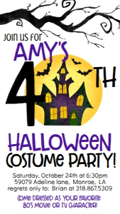Halloween 40th Costume Party Text Invite: Halloween 40th Costume Party