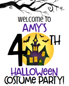 Halloween 40th Costume Party Welcome Sign: Halloween 40th Costume Party