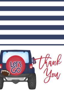 Birthday Football Jeep Navy Red Thank You: Birthday Football Jeep Navy Red