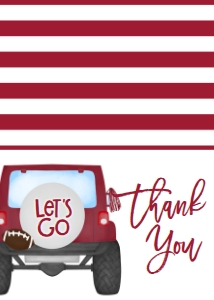 Birthday Football Jeep Crimson Thank You: Birthday Football Jeep Crimson