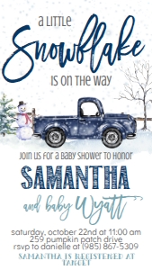 Baby Shower Christmas Navy Truck Snowflake Text Invite: Baby Shower Christmas Navy Truck Snowflake Invitation 655177249