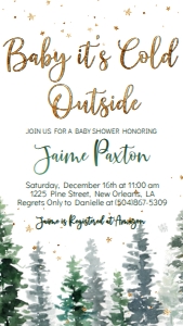 Baby Shower Cold Outside Tree Line Text Invite: Baby Shower Cold Outside Tree Line