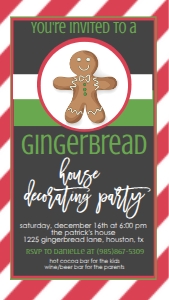 Christmas Gingerbread House Party Text Invite: Christmas Gingerbread House Party Invitation