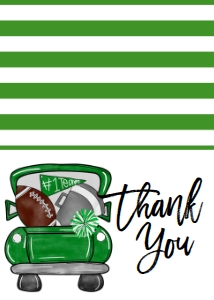 Birthday Football Truck Green Thank You: Birthday Football Truck Green