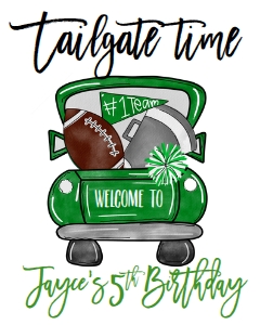 Birthday Football Truck Green Welcome Sign: Birthday Football Truck Green