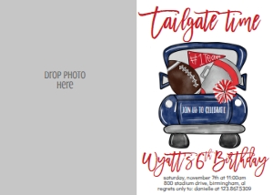 Birthday Football Truck Navy Red Photo Invite: Birthday Football Truck Navy Red